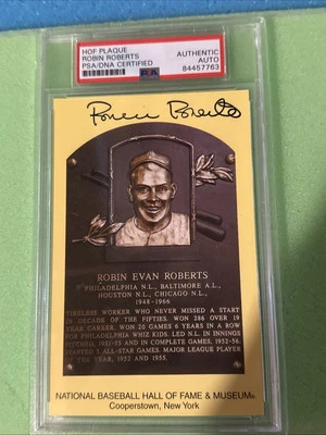 Robin Roberts Signed Gold Hall of Fame Plaque Postcard PSA/DNA Slabbed Phillies - Image 1 of 4