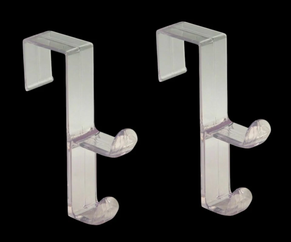 Pack de 2 iDesign 5-1/2 pulgadas Gancho doble sobre la puerta de plástico transparente mediano/grande L Foto 1 de 1