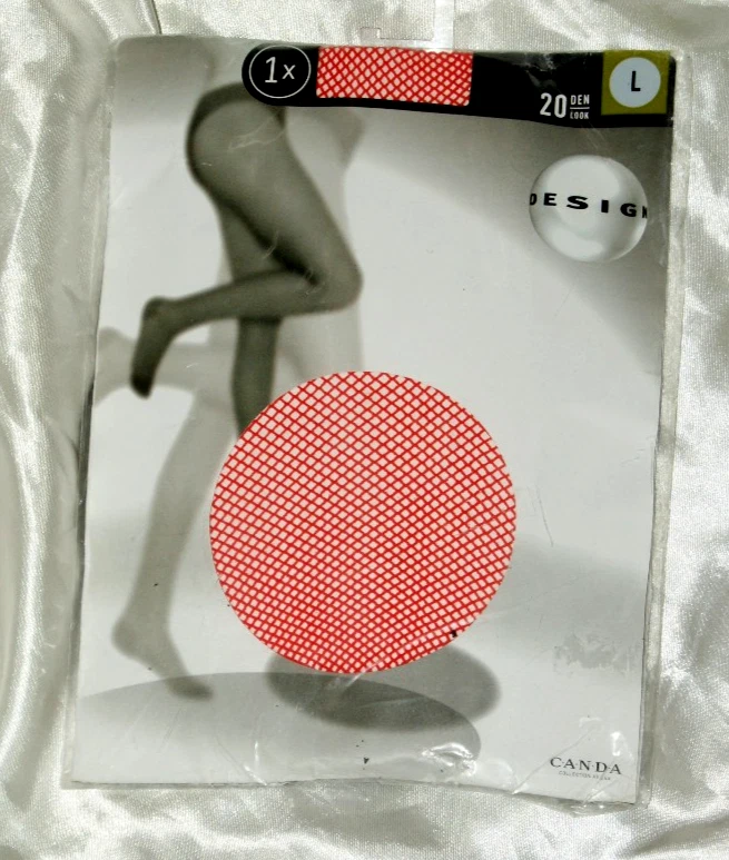 Damen NETZ - STRUMPFHOSE  rot Nylon Elasthan 20 DEN Gr. L - Bild 1 von 2