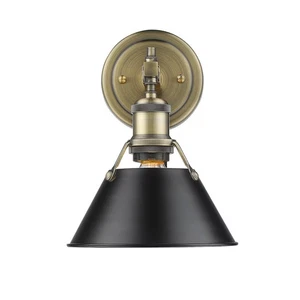 Golden Lighting 3306-BA1-AB-BLK Orwell 10" Bath Vanity in Aged Brass w/ Black - Picture 1 of 2