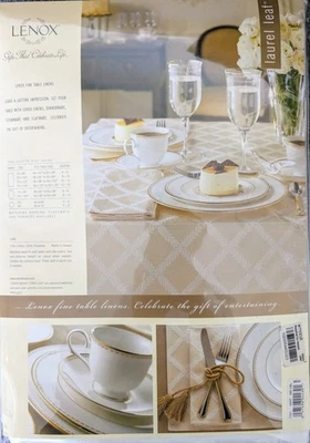 LENOX Tablecloth 70 x 86 "Laurel Leaf"  IVORY Color OBLONG Seating 6-8 NEW - Image 1 of 3