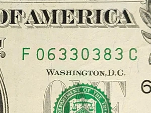 SERIENNUMMER 1 $ DOLLAR SCHEIN GEBURTSTAG JUBILÄUM 06330383 3. März 1983 - Bild 1 von 3