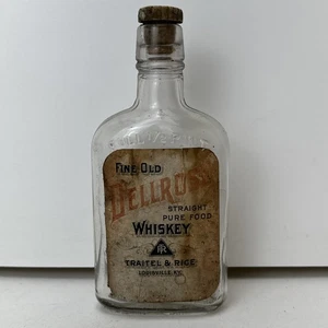 Empty Dellrose Whiskey Bottle Traitel & Rice Louisville Kentucky Paper Label - Picture 1 of 13