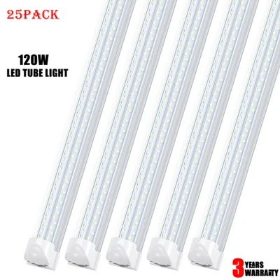120W LED Tube Light 2FT 4FT 5FT 6FT 8FT V-shape T8 LED Shop Light Fixture 6000K - Image 1 of 4