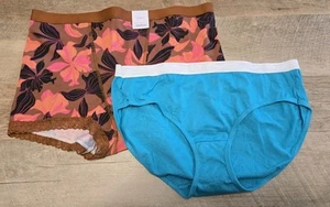 (2 Pcs) AUDEN / HANES Women's Cotton Boy Shorts / Bikini underwear Size L - Picture 1 of 5