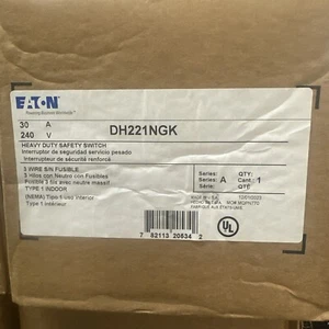 NUOVO EATON DH221NGK INTERRUTTORE DI DISCONNESSIONE INTERNO FUSIBILE 30 AMP 2P 240V - Foto 1 di 1