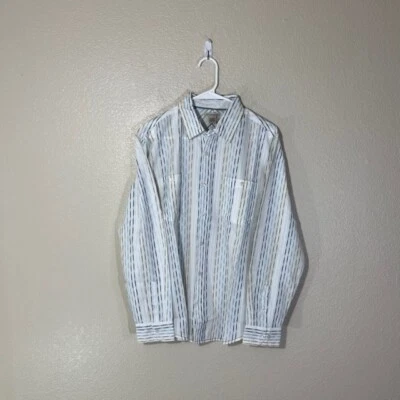 Carbon 2 Cobalt Shirt Mens Medium Button Up Long Sleeve Textured Striped Pocket - Image 1 of 4