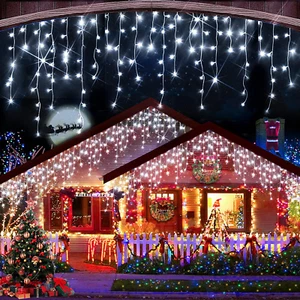 66Ft Christmas Lights Decorations Outdoor, 640 LED 8 Modes Curtain Fairy Lights - Picture 1 of 8