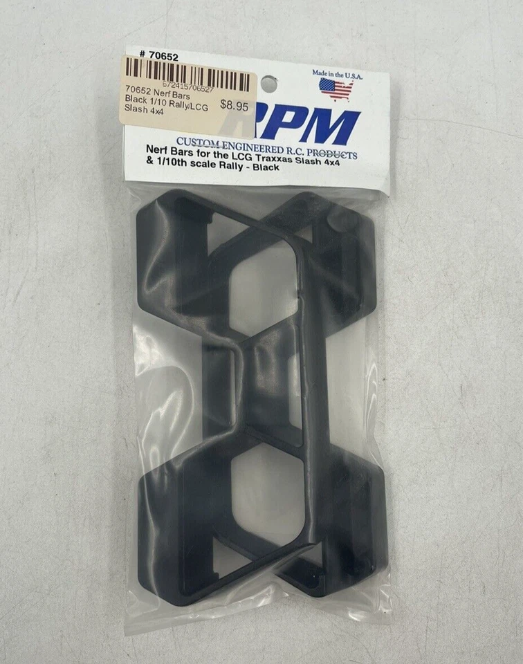 RPM #70652 Nerf Bars for LCG Traxxas Slash 4x4 & 1/10th Scale Rally - Black - Image 1 of 2