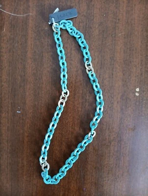 Collar J Crew Endless Aqua Green Cepillado Oro Ovalado Cadena Eslabón 30" NUEVO CON ETIQUETAS NUEVO Foto 1 de 4