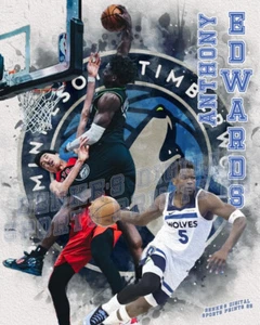 minnesota timberwolves Lithograph print of Anthory Edwards 2025 - Picture 1 of 1