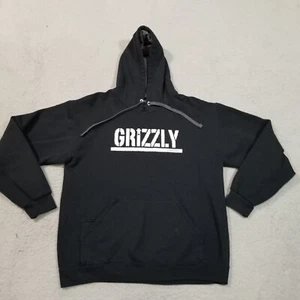 Felpa con cappuccio Grizzly Griptape da uomo media nero bianco logo pullover pattinatore - Foto 1 di 17