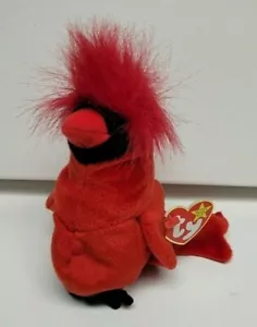 TY INC. Beanie Babies originale 1998 1999 Mac the Cardinal Bird raro 6" 15 cm nuovo con etichette - Foto 1 di 4