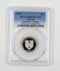 2017 Alderney Platinum Wedding Sovereign .2354 ozt PCGS Graded PR69 DCAM - Picture 1 of 4