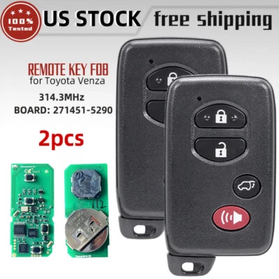 2 Llavero remoto 271451-5290 HYQ14ACX para Toyota Venza 2009 2010 2011 2012-2016 Foto 1 de 4