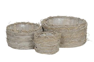 Korb rund 3erSet weiß/braun gewischt Pflanzkorb Ø17+24+31cm Übertopf Pflanztopf - Bild 1 von 3