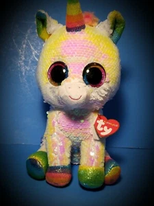 Ty Flippables ~ PIXY ~ Das REGENBOGEN Einhorn {Pailletten 10"} ☆NEU☆ rosa/gelb bis weiß  - Bild 1 von 11