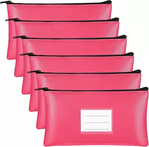 6 Pcs Money Bags with Zipper PU Leather Deposit Bank Bag Security Money Pouch Re - Picture 1 of 12