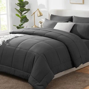 Full Size Comforter Sets - 7 Pieces Bed in a Bag Set Dark Grey Bedding Sets F... - Picture 1 of 8