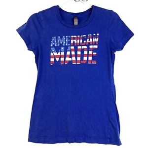 American Made Tee Shirt Women's XS Blue Flag Patriotic Novelty Casual Festival - Picture 1 of 6