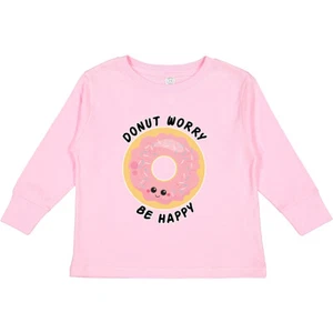 Inktastic Donut Worry Be Happy Pink Sprinkle Donut` Toddler Long Sleeve T-Shirt - Picture 1 of 4