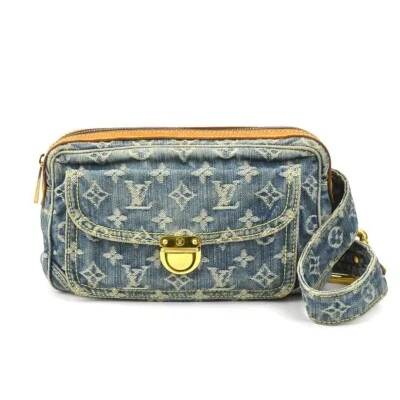 Louis Vuitton Monogram Denim Bum Bag Waist Pouch Canvas Blue M95347 Auth - Image 1 of 4
