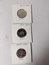 Canada - 1999 July/Aug/Sept - 25 Cent Canadian - Exact Coin Lot of 3
