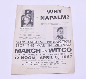 POSTER PROTESTA EPOCA VIETNAM 1967 MARCIA SULL'IMPIANTO CHIMICO WITCO ZONA CHICAGO - Foto 1 di 5