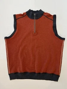 Cutter & Buck Knit Vest 1/4 Zip Sz L Rust/Orange Excellent Condition - Picture 1 of 9