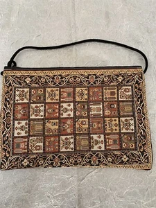 NUEVO Auténtico Bolso Bandolera/Hombro Diseño Alfombra Tejida Damas - Beige - Imagen 1 de 2