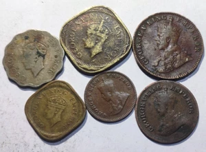 BRITISH INDIA - TWO, ONE, QUARTER, HALF, 1/12 ANNAS & 1/2 PICE - 6 OLD COINS - Picture 1 of 3