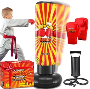 Inflatable Boxing Toy for Boys Age 4-8-12, Standing Kick Dummy, Karate Taekwondo - Picture 1 of 10