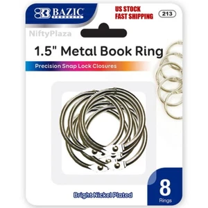 1.5" Metal Book Rings Silver Color 8 Pieces Per Pack - Home, School and Office - Picture 1 of 1