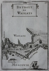 Original antique map RUSSIA, YUGORSKY STRAIT, DETROIT DE WAIGATS, Mallet, 1683  - Picture 1 of 3
