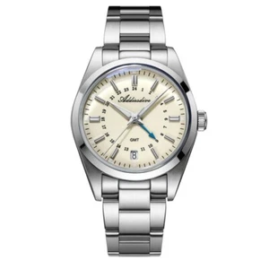 Orologi Uomo Quarzo GMT Movimento Svizzero Landa 100M Impermeabile Calendario Luminoso - Foto 1 di 14