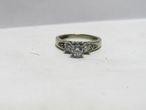 Solid 14k White Gold Round 3-stone  Natural Diamonds 0.50+ tcw Ring - Picture 1 of 10