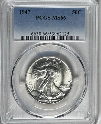 Medio dólar Walking Liberty 1947 50C graduación profesional MS66 gema BU Foto 1 de 2