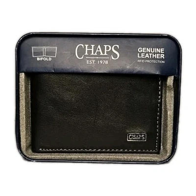 НОВЫЙ мужской черный кожаный складной бумажник Chaps Ralph Lauren с радиочастотной идентификацией - Изображение 1 из 4