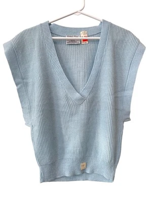 Chaleco Suéter Vintage Años 80 College Point Talla Grande Cuello Azul Claro Stock Muerto NUEVO Foto 1 de 4