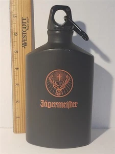 Jagermeister Jager Bottle Flask Black 10oz Screw Top Aluminum Carabiner Canteen - Picture 1 of 7