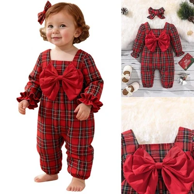 Tutina bambina vacanza fascia festa vestito natalizio morbido neonato - Immagine 1 di 4