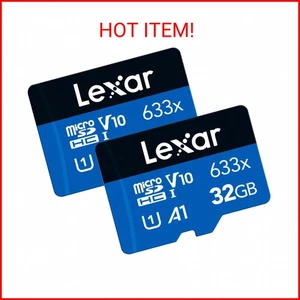 Lexar 32GB (2-Pack) High-Performance 633x micro SD Card w/ SD Adapter, UHS-I, C1 - Picture 1 of 2