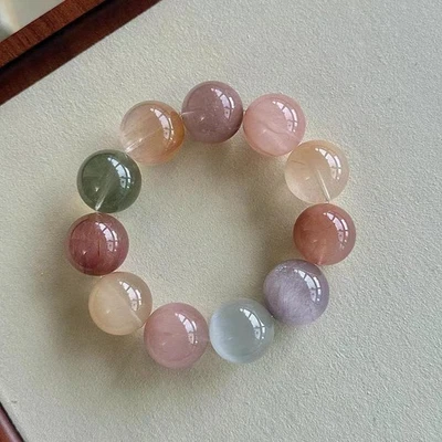 Natural Green Rutilated Quartz Red Rutilated Quartz Rabbit Hair Mixed Bracelet - Image 1 of 4