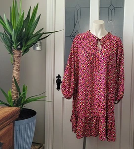 BNWT Evans Curve Bright Pink Leopard Print Blouse Tunic Top Size 26/28 - Picture 1 of 7