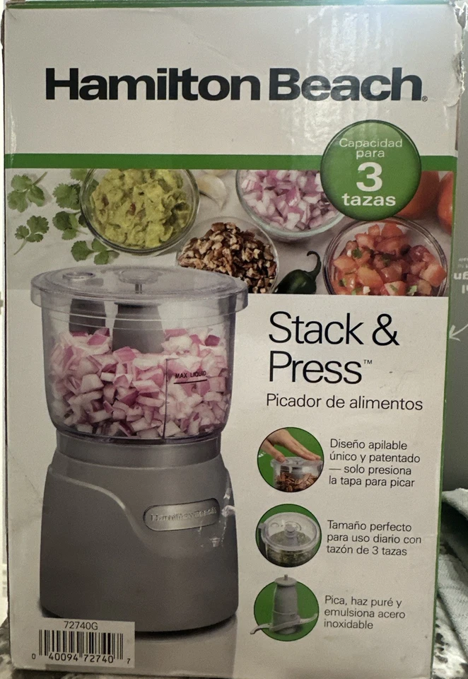 Hamilton Beach Gray Chopper Stack & Press Food Processor Mini 3 Cup 72740 - Image 1 of 1