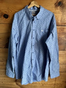 Cinch Shirt Mens XL Blue Geometric All Over Print Western Rodeo Button Up {uu} - Picture 1 of 10