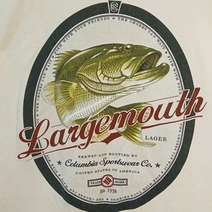 Columbia Sportswear Mens Large White Cutoff T-Shirt with Largemouth Bass Graphic - Picture 1 of 9