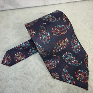 Vintage Christian Dior Mens Tie Blue Paisley Fireworks - Picture 1 of 5