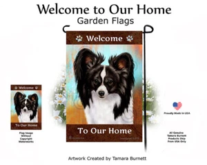 Welcome Garden Flag - Black and White Papillon 097 - Picture 1 of 1