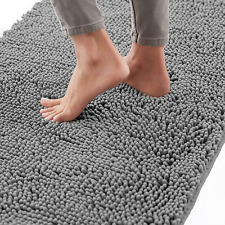 Bath Rug 24X17, Thick Soft Absorbent Chenille, Rubber Backing Quick Dry Microfib